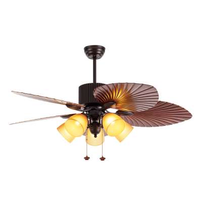 52 inch southeast Asia style ceiling fan with light and 5 pieces reversible plastic blades ac pure copper motor