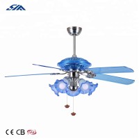 52 inch ceiling fan light in brush nickel finish with 5 pieces plastic blades by rope control